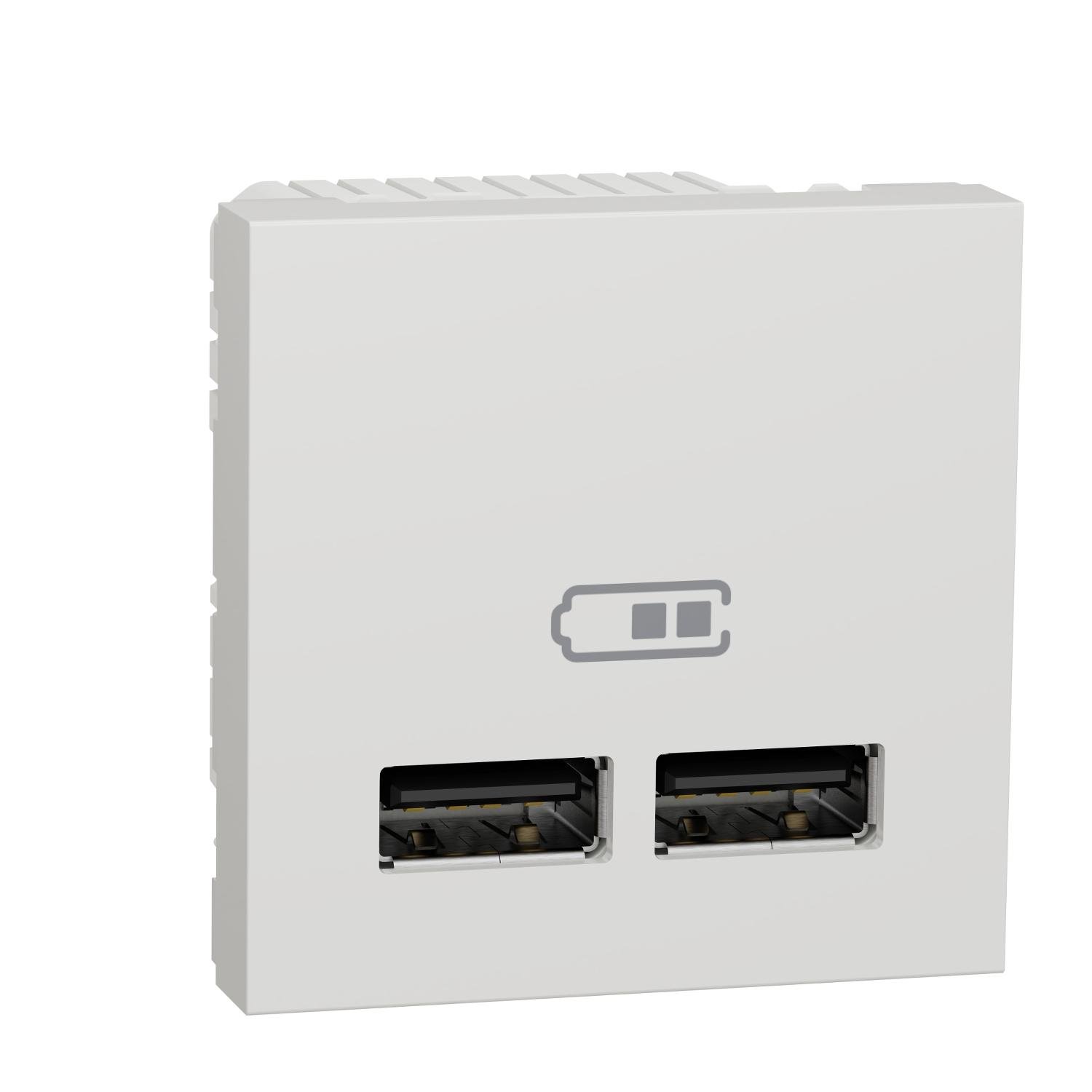 Розетка USB двойная Schneider Electric Unica New 2 модуля 2,1A Белый (NU341818) Розетка USB двойная Schneider Electric Unica New 2 модуля 2,1A Белый (NU341818)