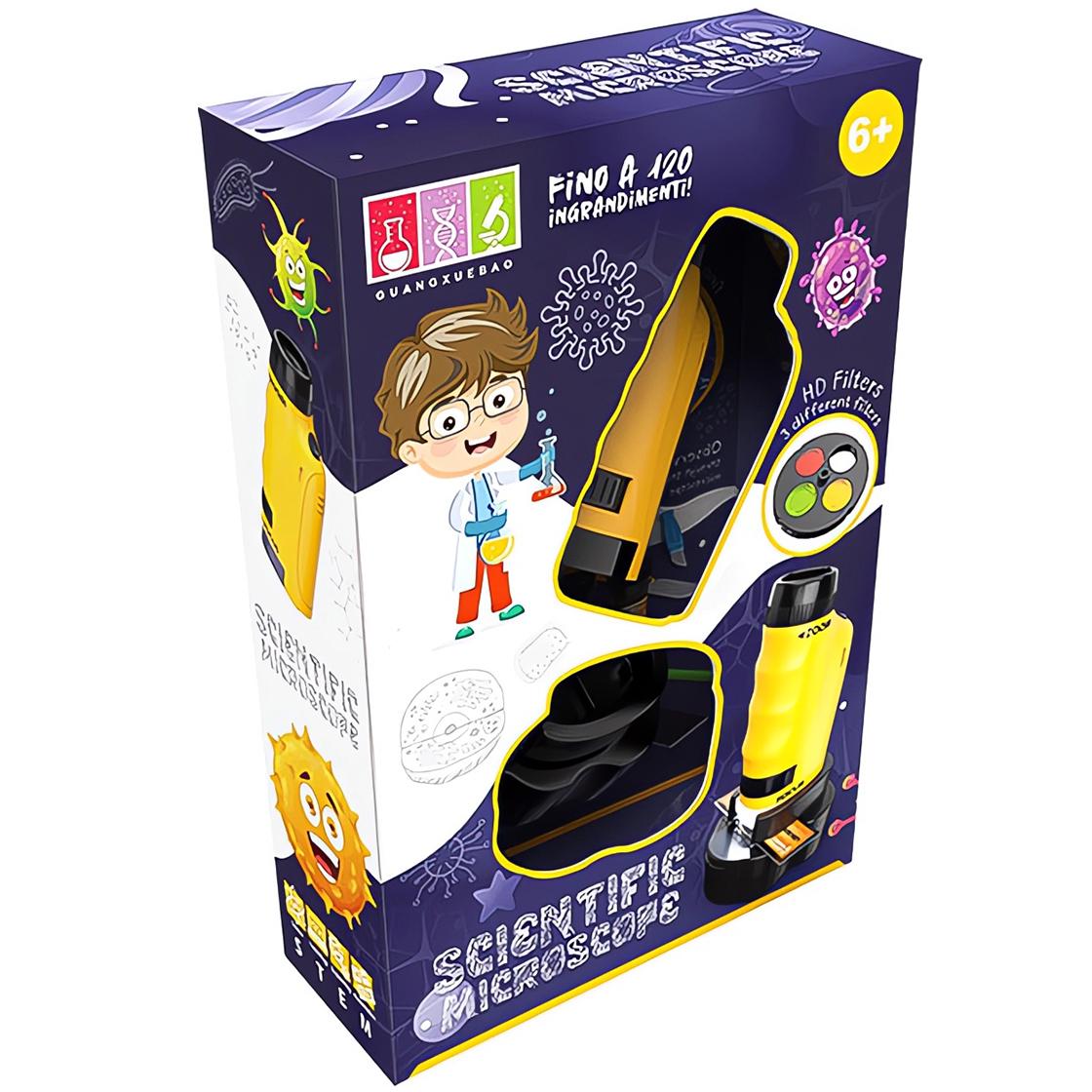 Микроскоп детский мини OEM 2020A-1 со 120х увеличением Желтый - фото 12