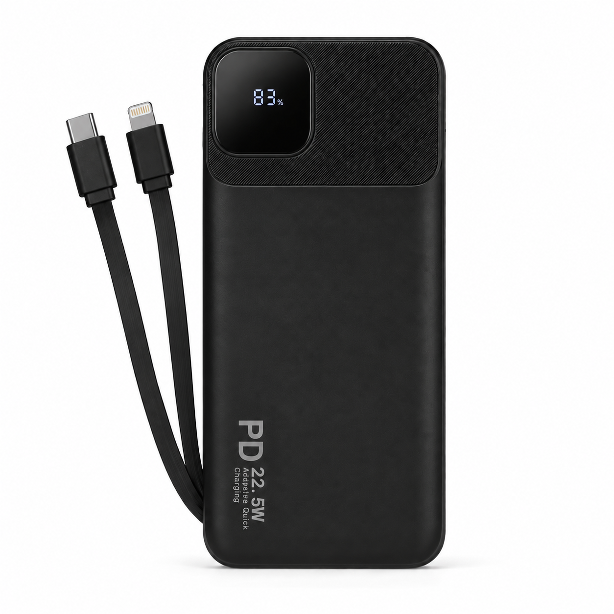 Повербанк Foyu QC с 2 встроенными кабелями Type-C/Lightning/фонарем 22,5 Вт 30000 mAh Черный (8a608bb6)