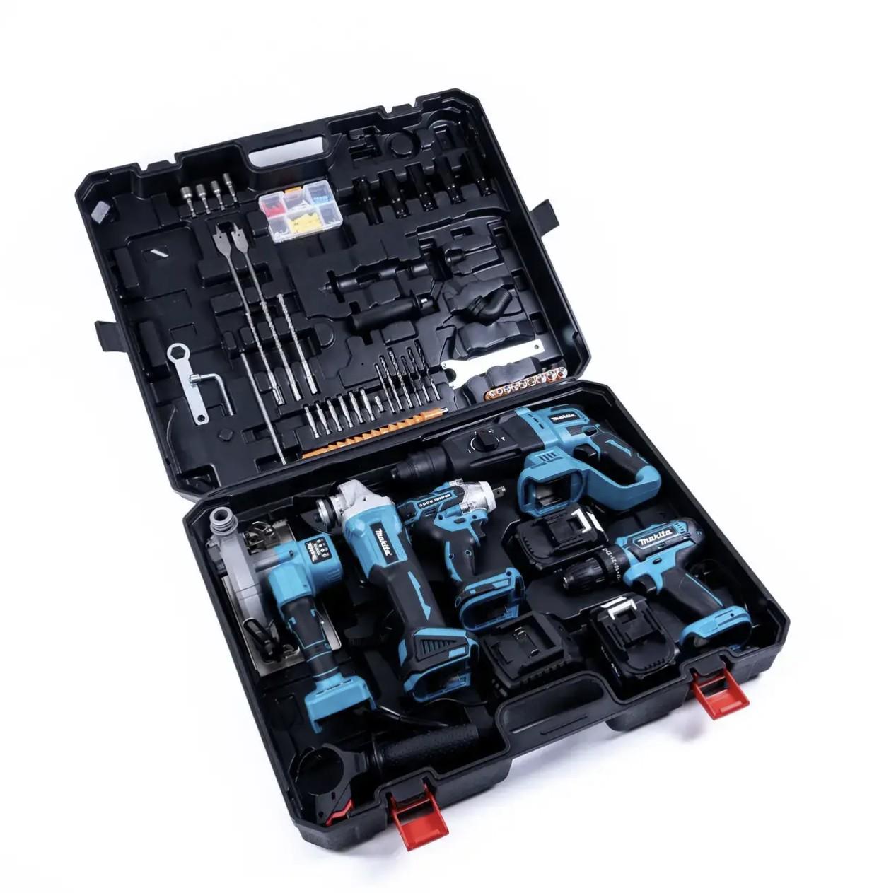 Набор аккумуляторных инструментов Makita PowerSet 5в1 48V шуруповерт/болгарка/перфоратор/гайковерт/циркулярная пила Синий - фото 5