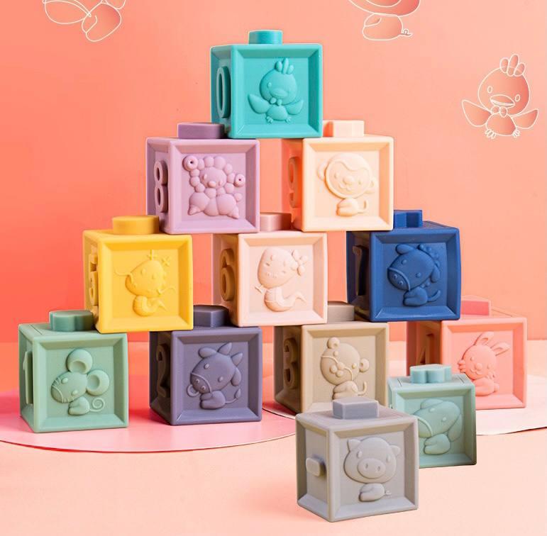 Набор сенсорных кубов в сетке Fun Game Силиконовые кубики Монтессори M1004 12 шт. (2318001931)