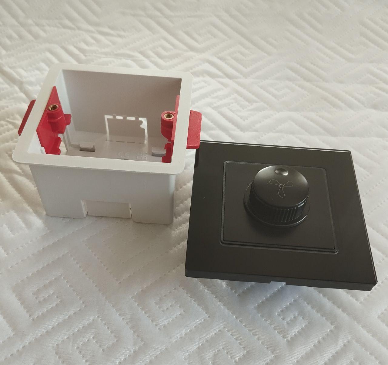 Регулятор оборотов вентилятора Glass стеклопластик и коробка монтажная Black - фото 9 Регулятор оборотов вентилятора Glass стеклопластик и коробка монтажная Black - фото 9