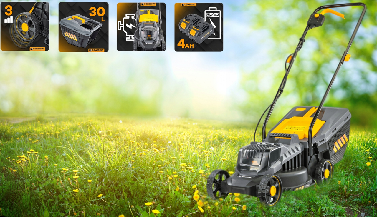 Газонокосилка аккумуляторная Powermat 2 аккумулятора 4Ач (2619870371) - фото 10 Газонокосилка аккумуляторная Powermat 2 аккумулятора 4Ач (2619870371) - фото 10