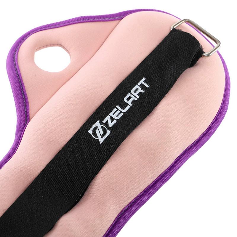 Обтяжувачі-манжети для рук Zelart Pro 2х1 кг Рожевий/Фіолетовий (FI-1965-2_Розовый-фиолетовый) - фото 6