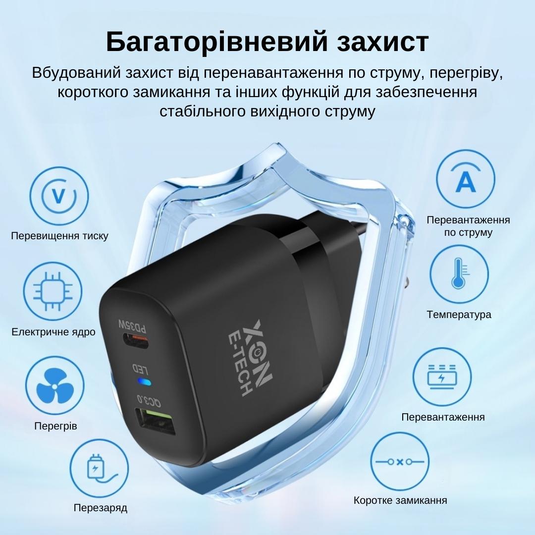 Зарядное устройство XON PowerCharge USB Type-C PD 35W Черный (PCWB035035A1С1B 6112) - фото 4