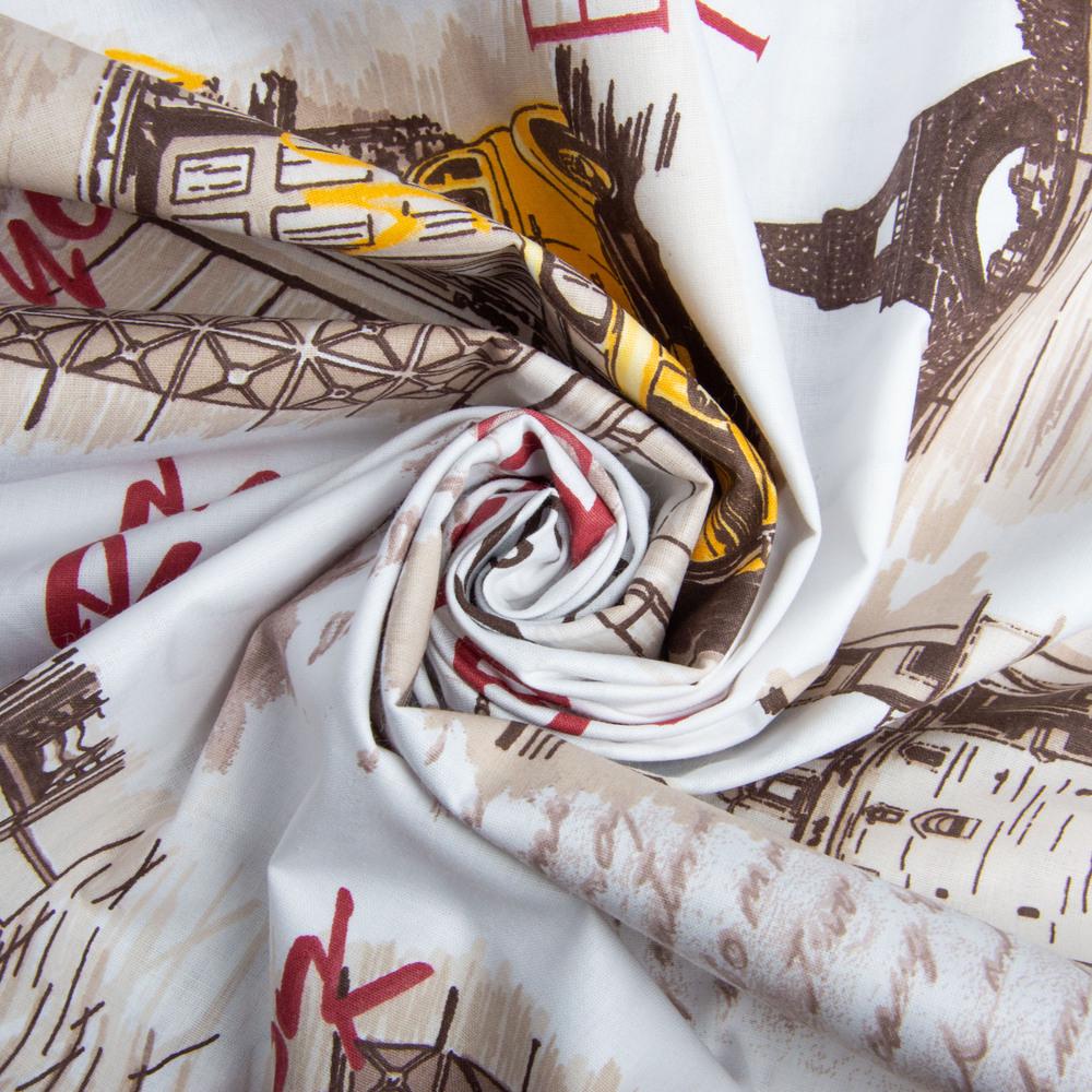 Тканина бязь ранфорс для постільної білизни 12134 v-02 Столиці 2,4 м Бежевий (24926)