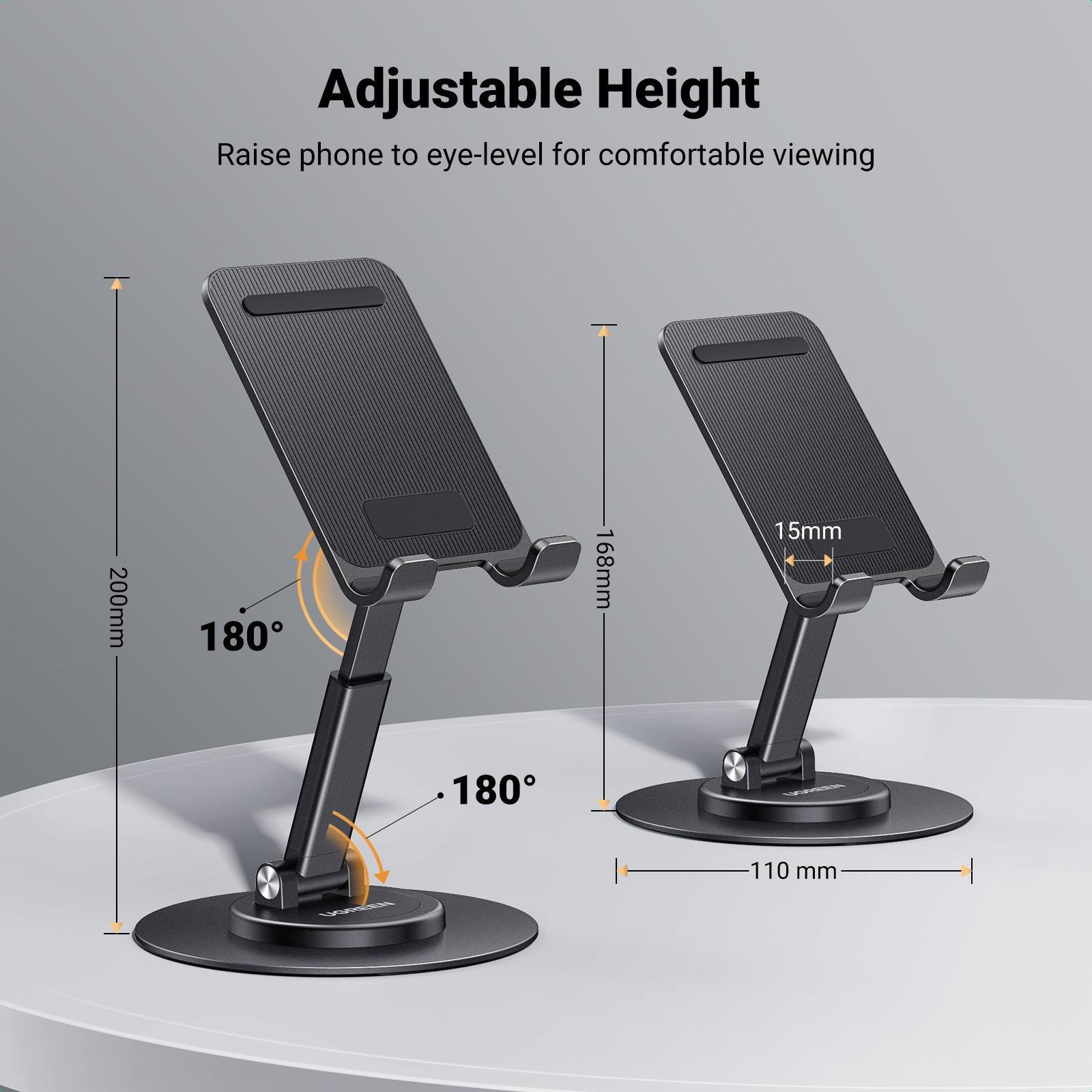 Подставка для телефона/планшета UGREEN 360° до 20 см Черный (35152) - фото 4 Подставка для телефона/планшета UGREEN 360° до 20 см Черный (35152) - фото 4