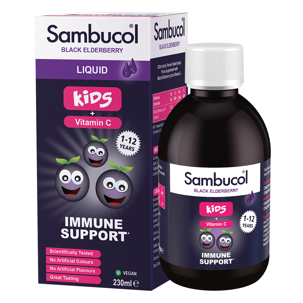 Самбукол сироп для імунітету Sambucol Kids Liquid Чорна бузина/Вітамін С для дітей від 1 року 230 мл