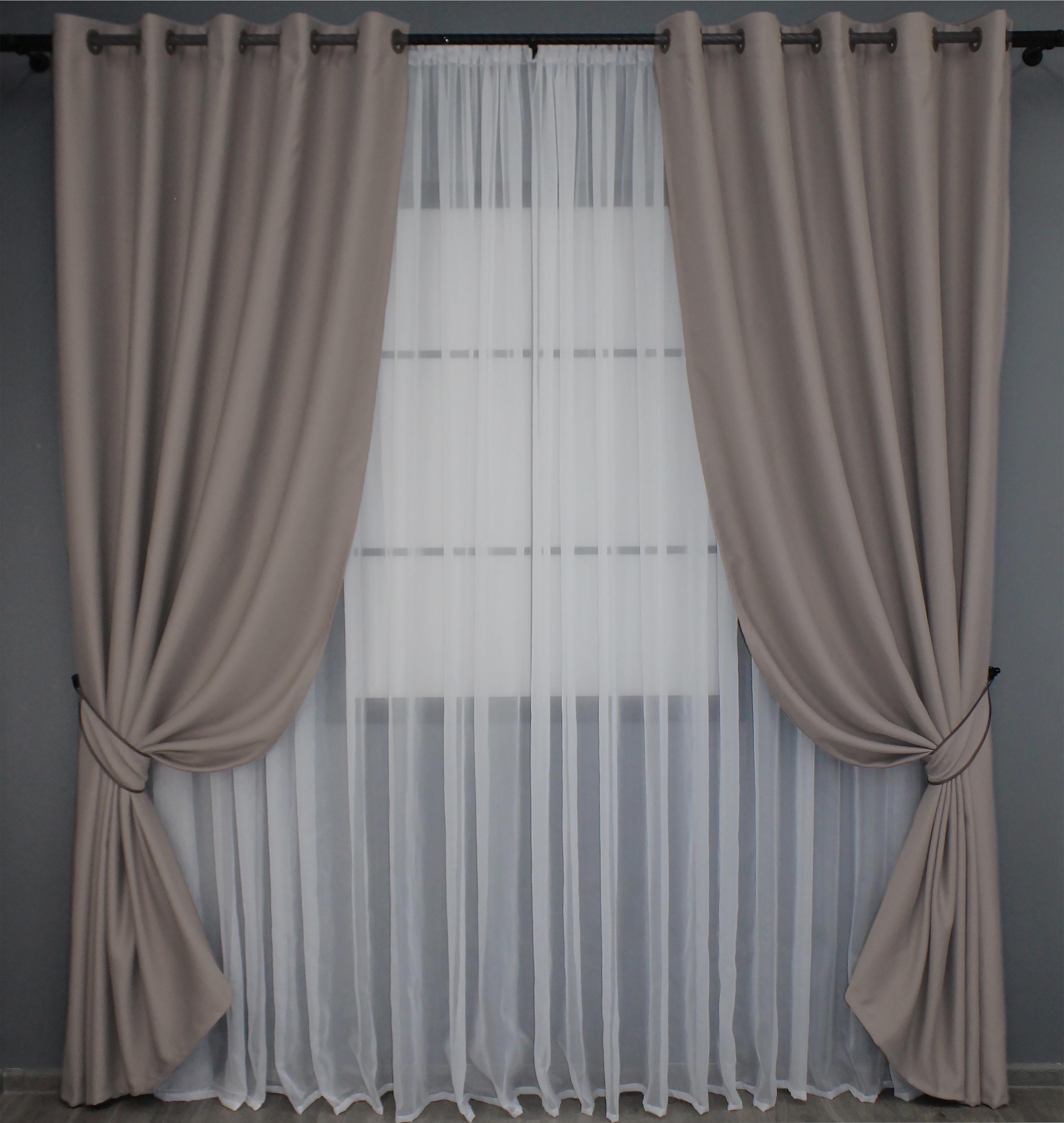 Комплект штор на люверсах VR-Textil Блэкаут Bagema Rvs № 1242ш 150х250 см 2 шт. Какао (37-0111) - фото 1