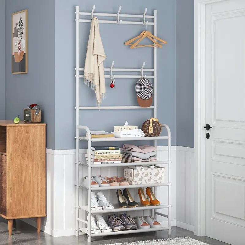 Вешалка для одежды New simple floor clothes rack 5 тканевых полок металлическая 171х60х29 см Белый (opt-15653)