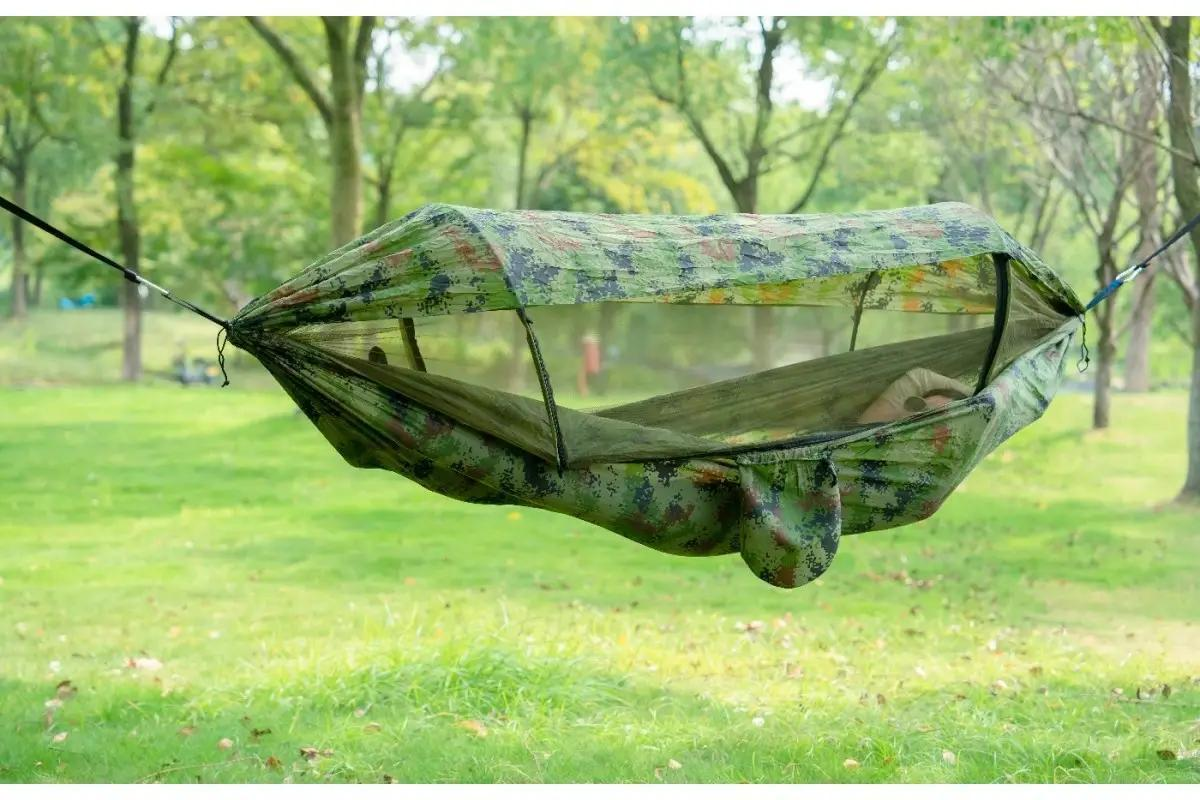 Гамак со спальным мешком с москитной сеткой GMSK-02 260х140 см Зеленый с черным (24948707) - фото 2