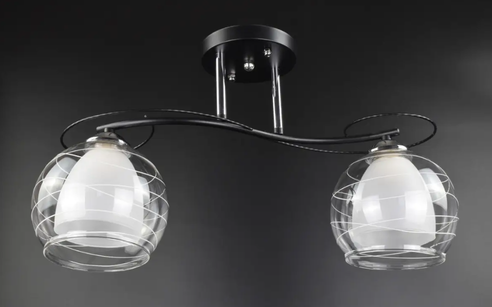 Люстра потолочная на 2 лампочки 7343B/2-bk Черный (NA005152)