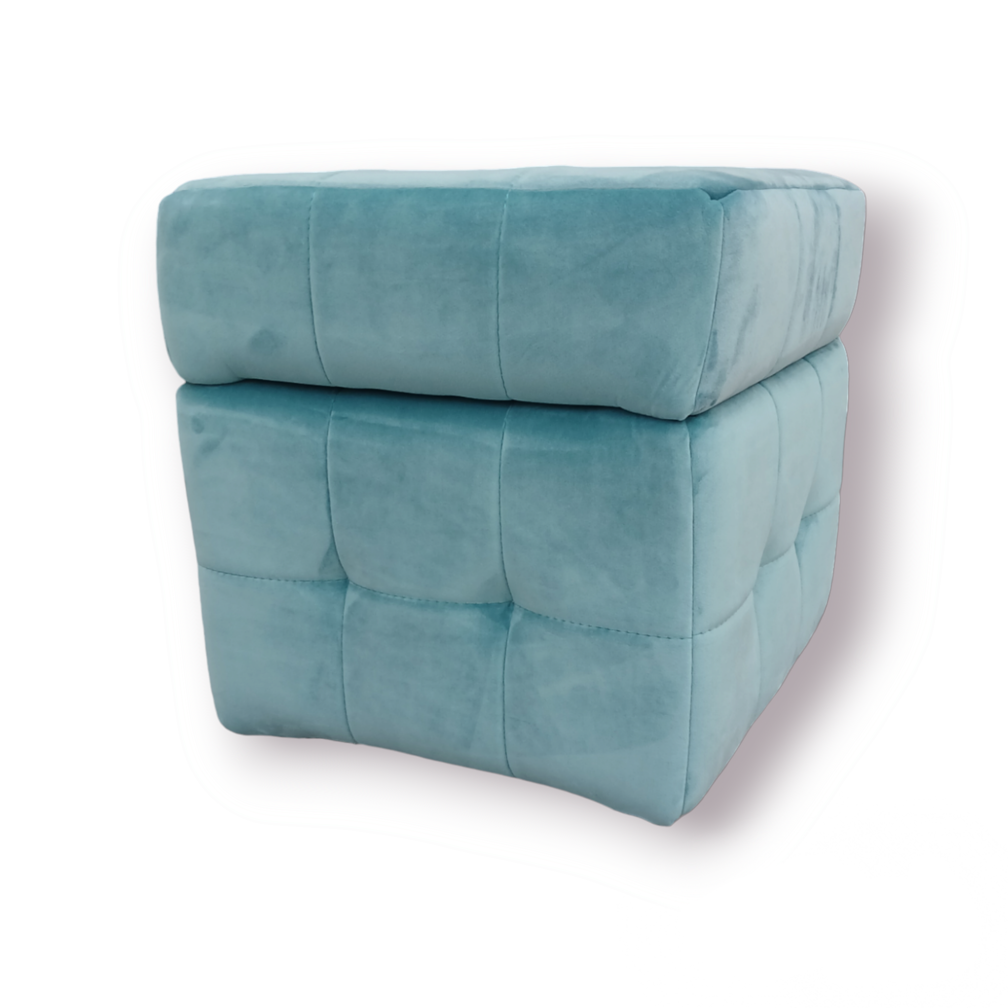 Пуф квадратний Кантрі з нішою велюр Альміра 40х40х41 см Бірюзовий - фото 2