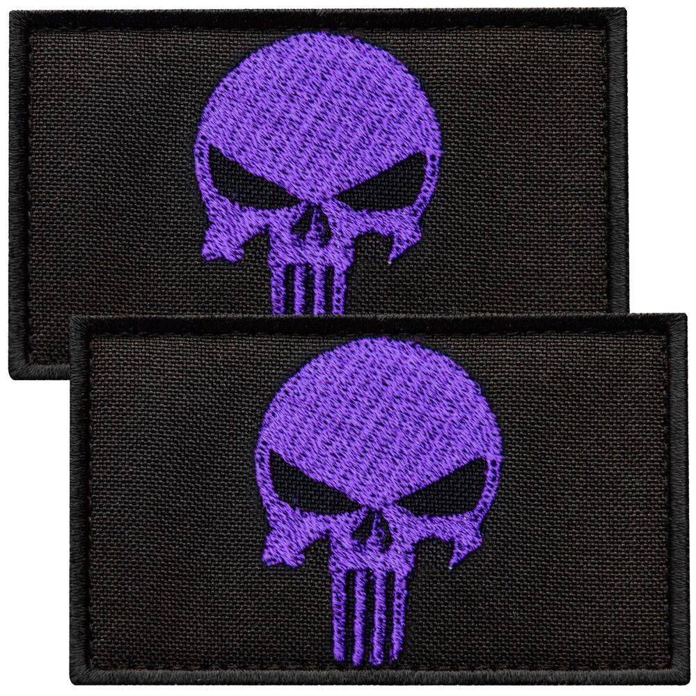 Набор шевронов с липучкой PUNISHER Череп Каратель 5х8 см 2 шт. Фиолет (24246)