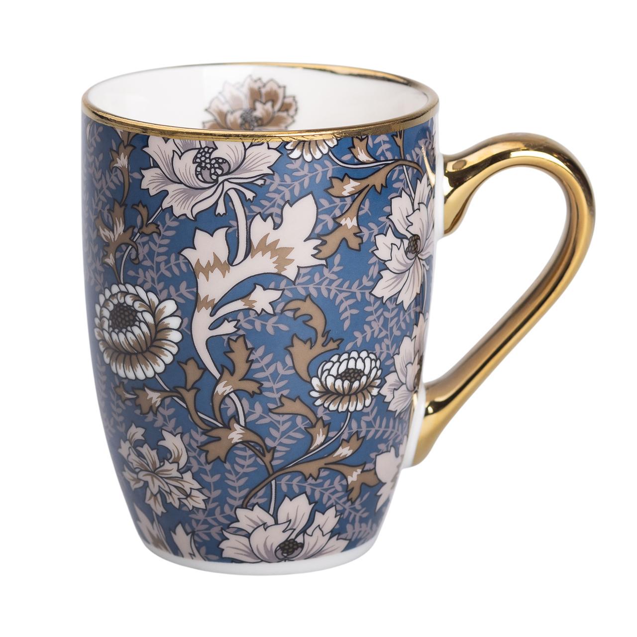 Чашка керамическая в винтажном стиле 400 мл Синий (RX-N240665BLW) - фото 1 Чашка керамическая в винтажном стиле 400 мл Синий (RX-N240665BLW) - фото 1