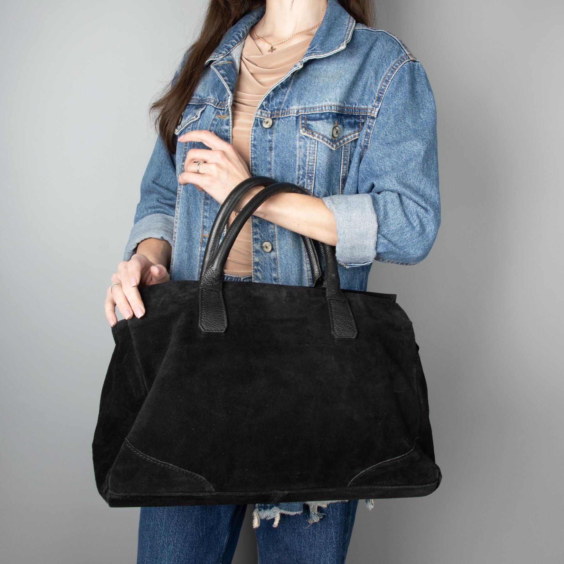 Сумка шопер жіноча замшева Virginia Conti 04108 Чорний (2792720617) - фото 2 Сумка шопер жіноча замшева Virginia Conti 04108 Чорний (2792720617) - фото 2