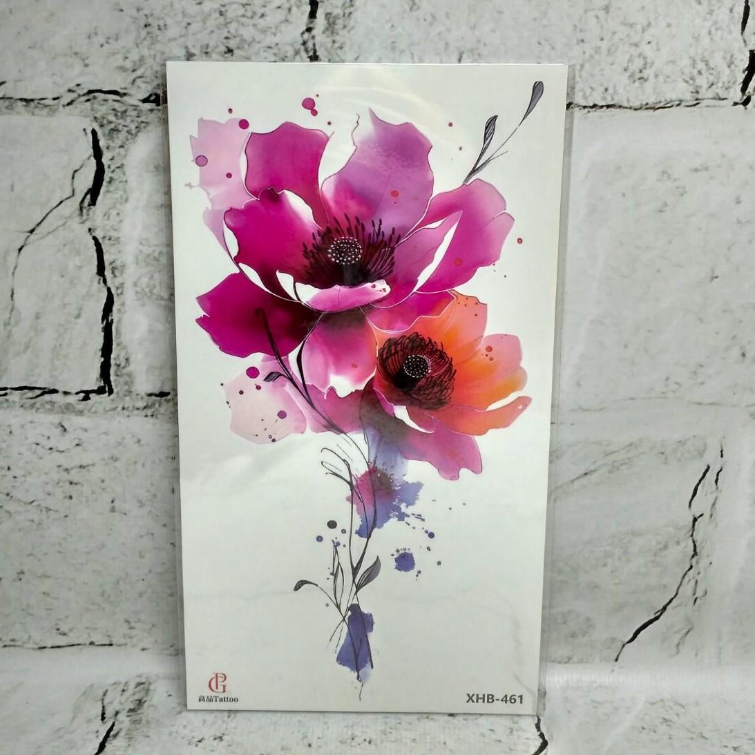 Тату временное Цветы лист 11,5x21 см (XHB-461)
