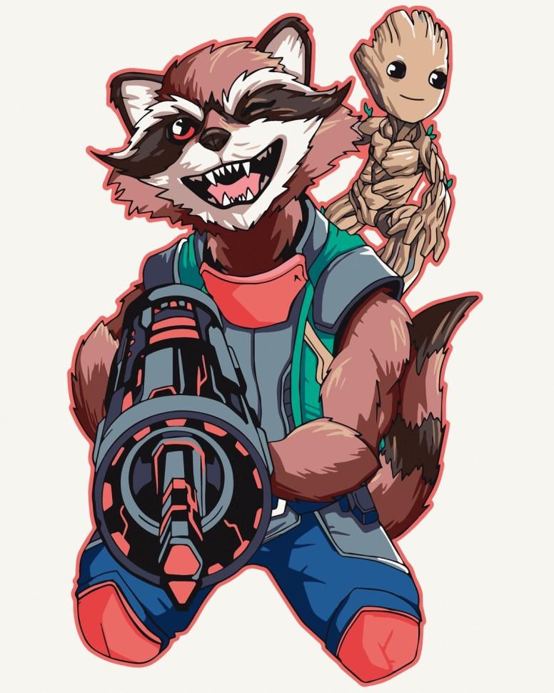 Картина по номерам ART CRAFT Грут и Ракета 16004-AC 40x50 см (RLT24322)