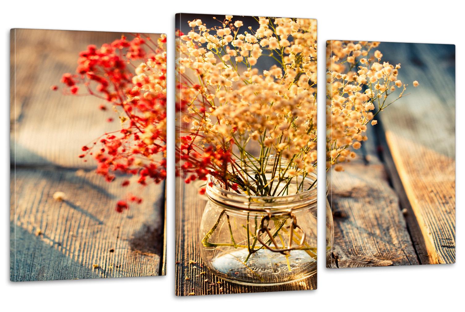 Модульная картина в гостиную/спальню Декоративная Гипсофила 70х130 см (Art-655_3)