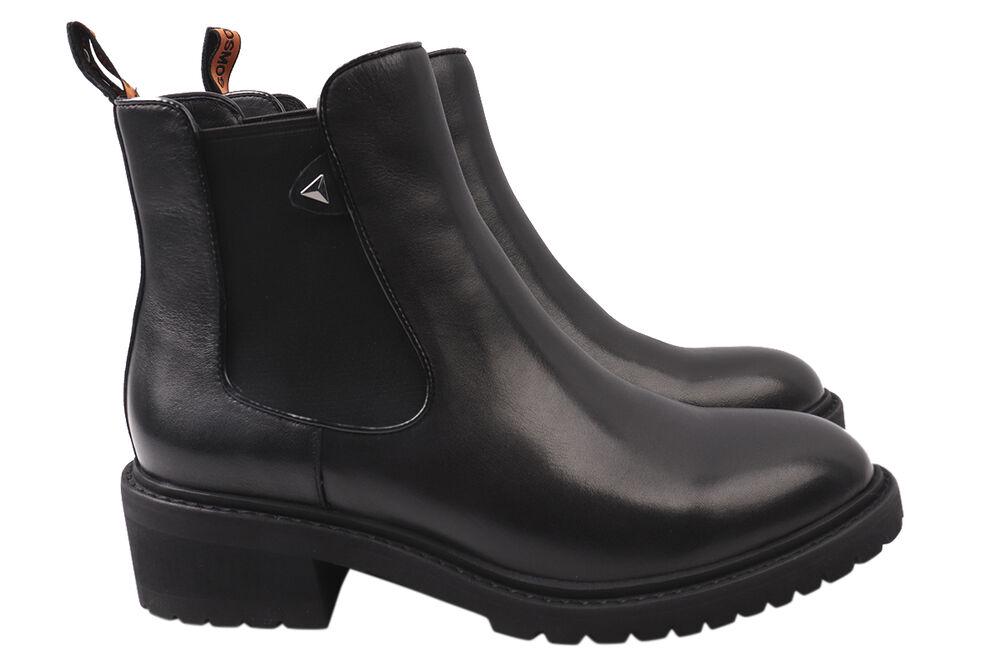 Ботинки женские Anemone из кожи на низком ходу р. 36 Черный (163-21DHC)