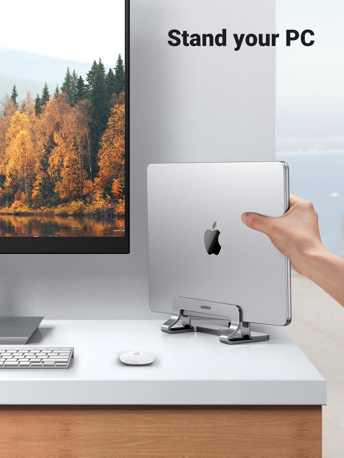 Підставка для ноутбуку UGREEN металева вертиркальна з регульованою товщиною Сірий (20471) - фото 2