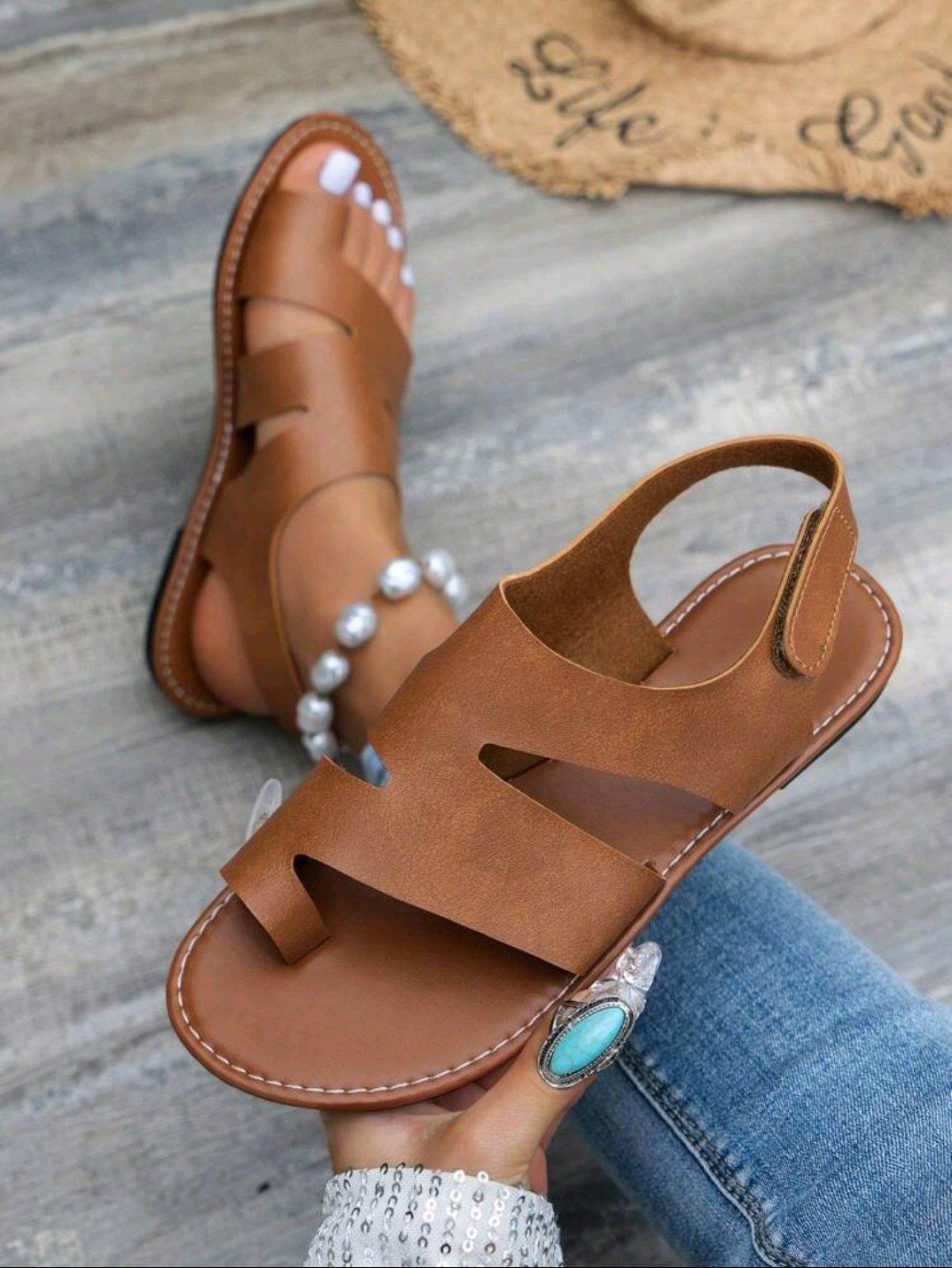 Сандали женские Split Toe Soft Comfortable р. 39 24,78 см Коричневый (27232909) - фото 2