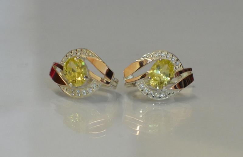 Серебряные серьги Sil 090s-11 Цитрин (Sil-981)