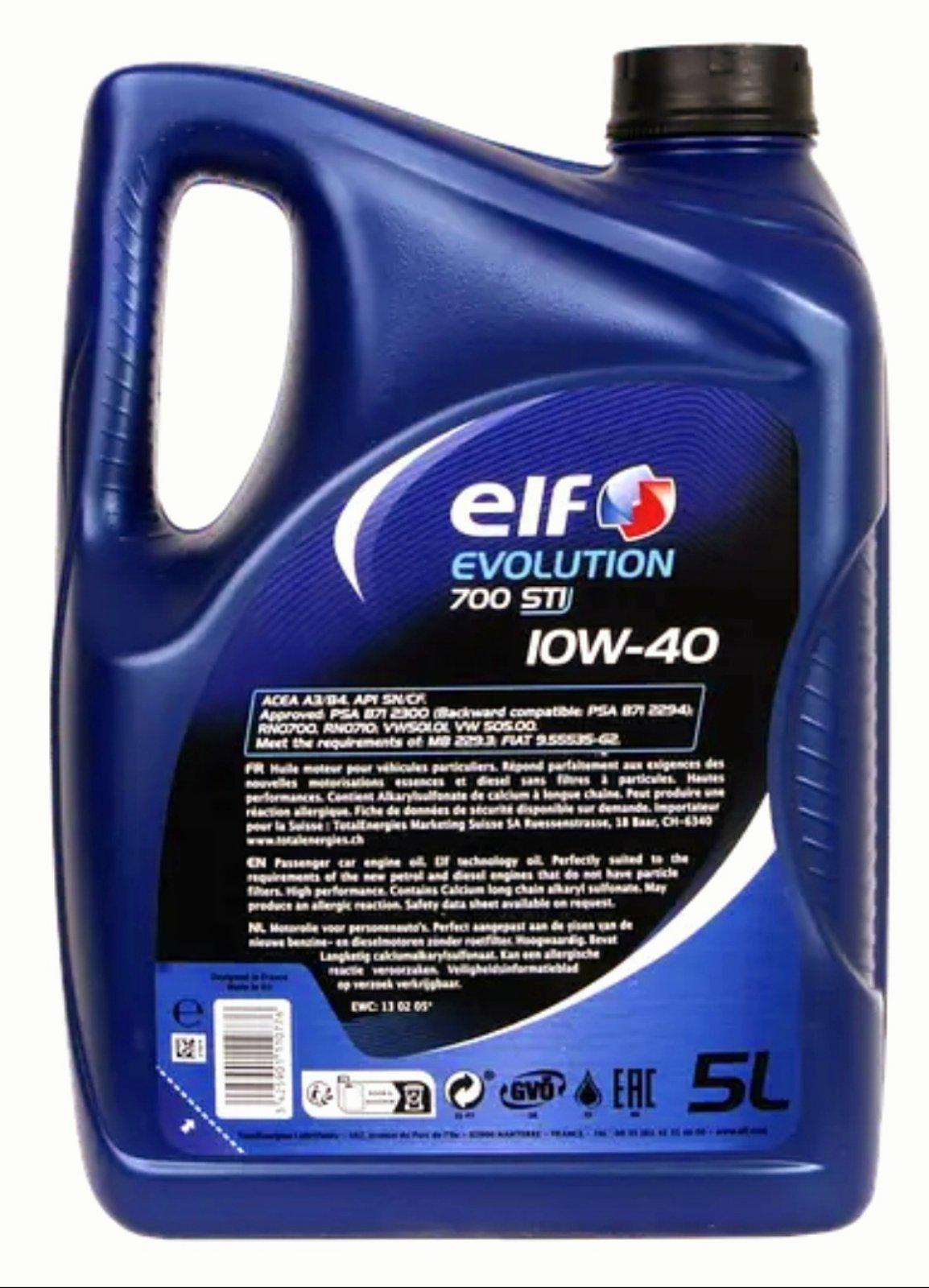 Моторное масло Elf Evolution 700 STI 10W-40 5 л (214124) - фото 4 Моторное масло Elf Evolution 700 STI 10W-40 5 л (214124) - фото 4