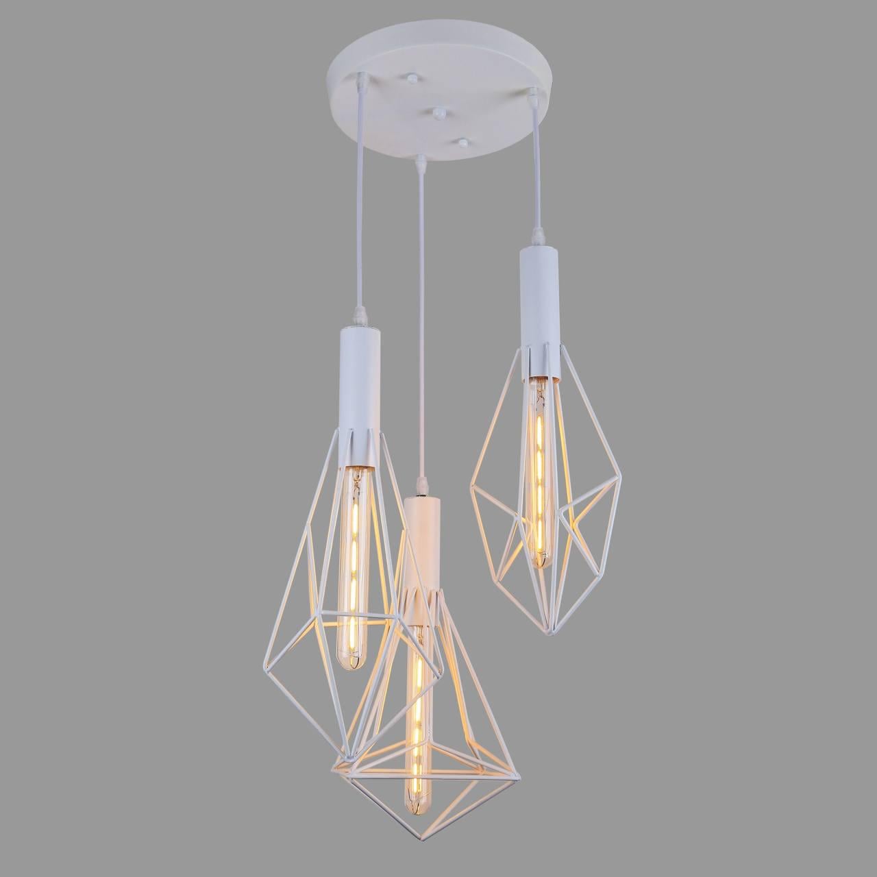 Люстра с плафонами 3 лампы Белый (61-ST10-3 WH) Люстра с плафонами 3 лампы Белый (61-ST10-3 WH)