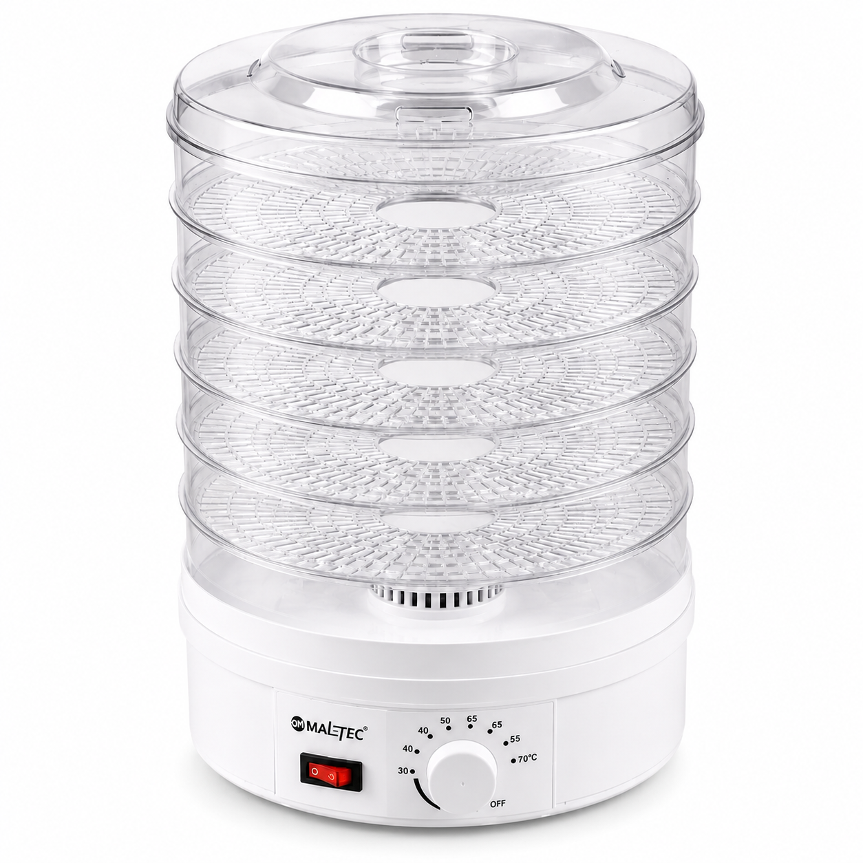 Сушилка для овощей/фруктов/грибов Maltec DryMaster 500W 500 Вт 6 ярусов 10,8 л терморегулятор 35-70 °C Белый (Jam7332)