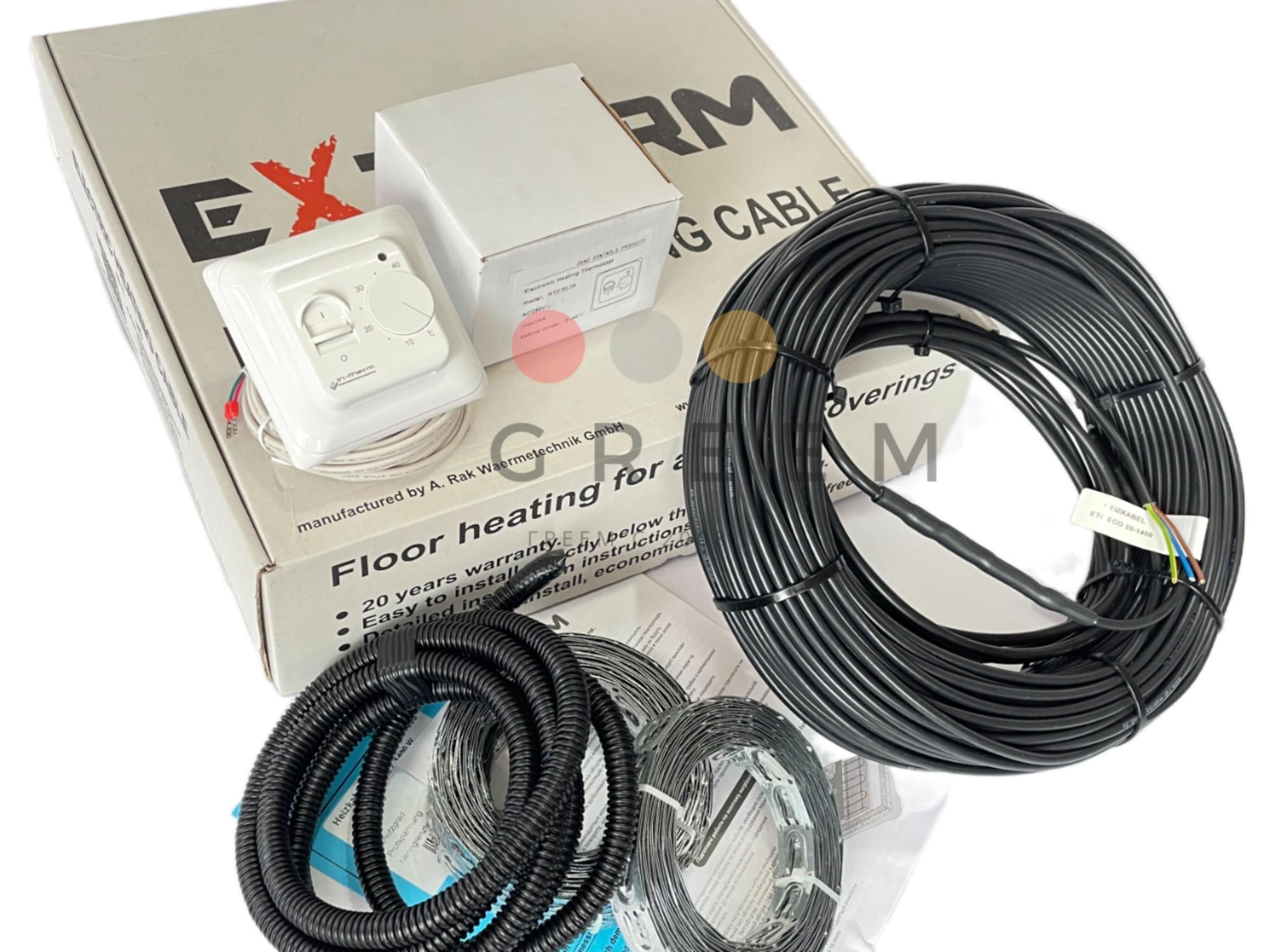 Тёплый пол кабель Extherm ETC ECO 3,5-5,4 м² (600 Вт)+механический термостат