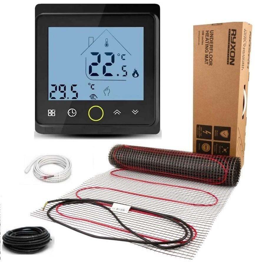 Мат нагревательный RYXON 4,5 м²/900 Вт с программируемым терморегулятором TWE02 WiFi Черный