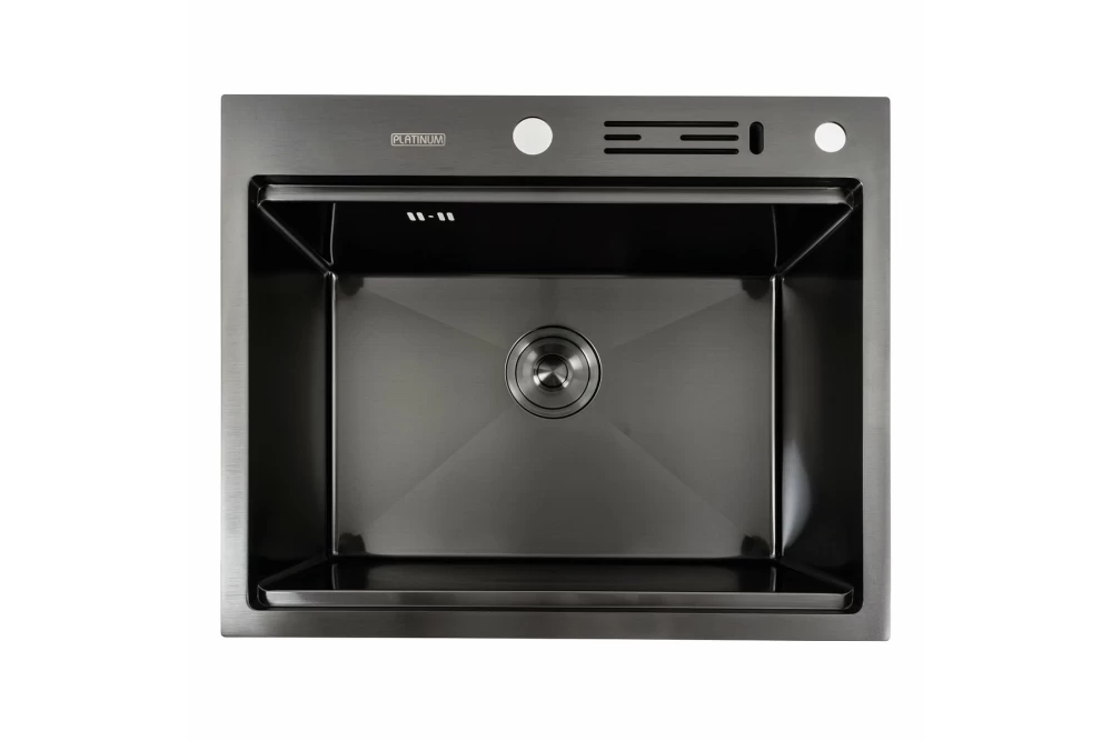 Мойка для кухни Platinum Handmade PVD с подставкой для ножей 60x50 см Черный (374823)