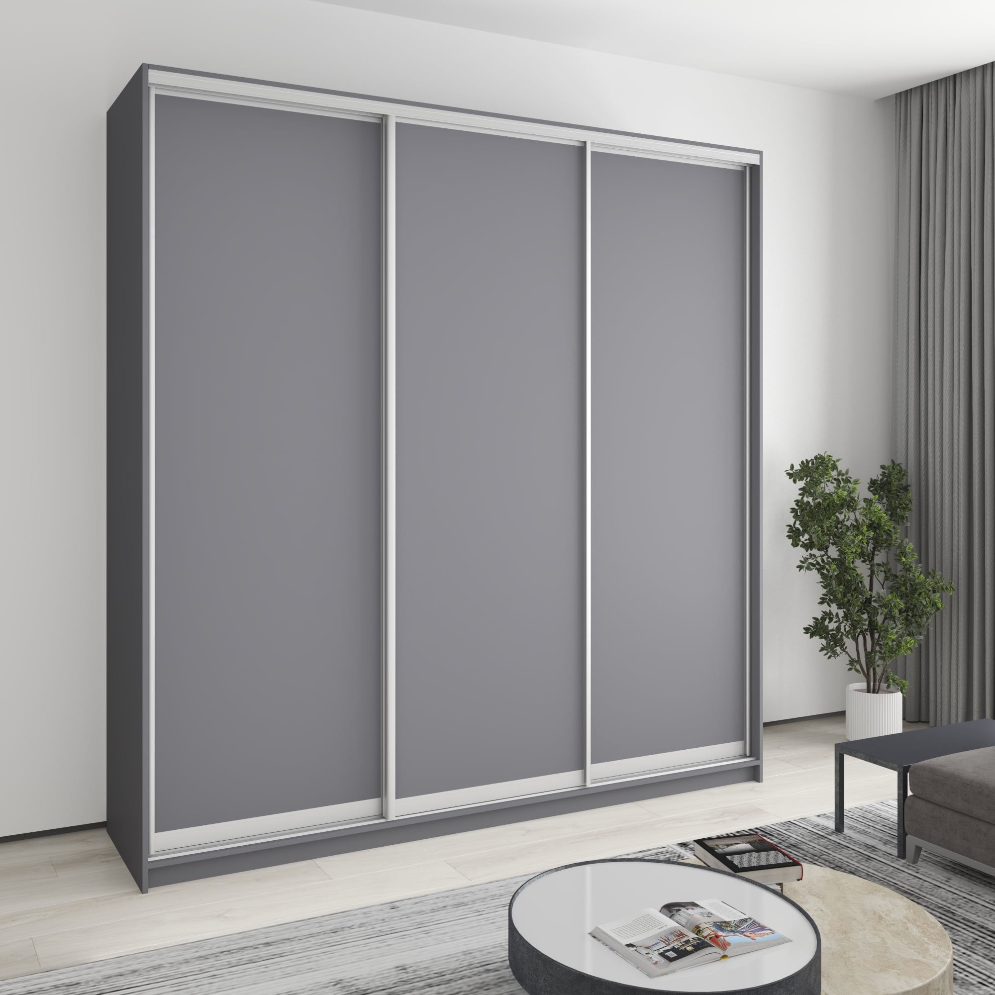 Шкаф-купе трехдверный Mebel Star Комбо AL MBS-2045 230х60х240 см Антрацит (1002971) Шкаф-купе трехдверный Mebel Star Комбо AL MBS-2045 230х60х240 см Антрацит (1002971)