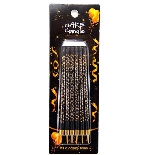 Свечи для торта Black with stars набор 6 шт. 14 см