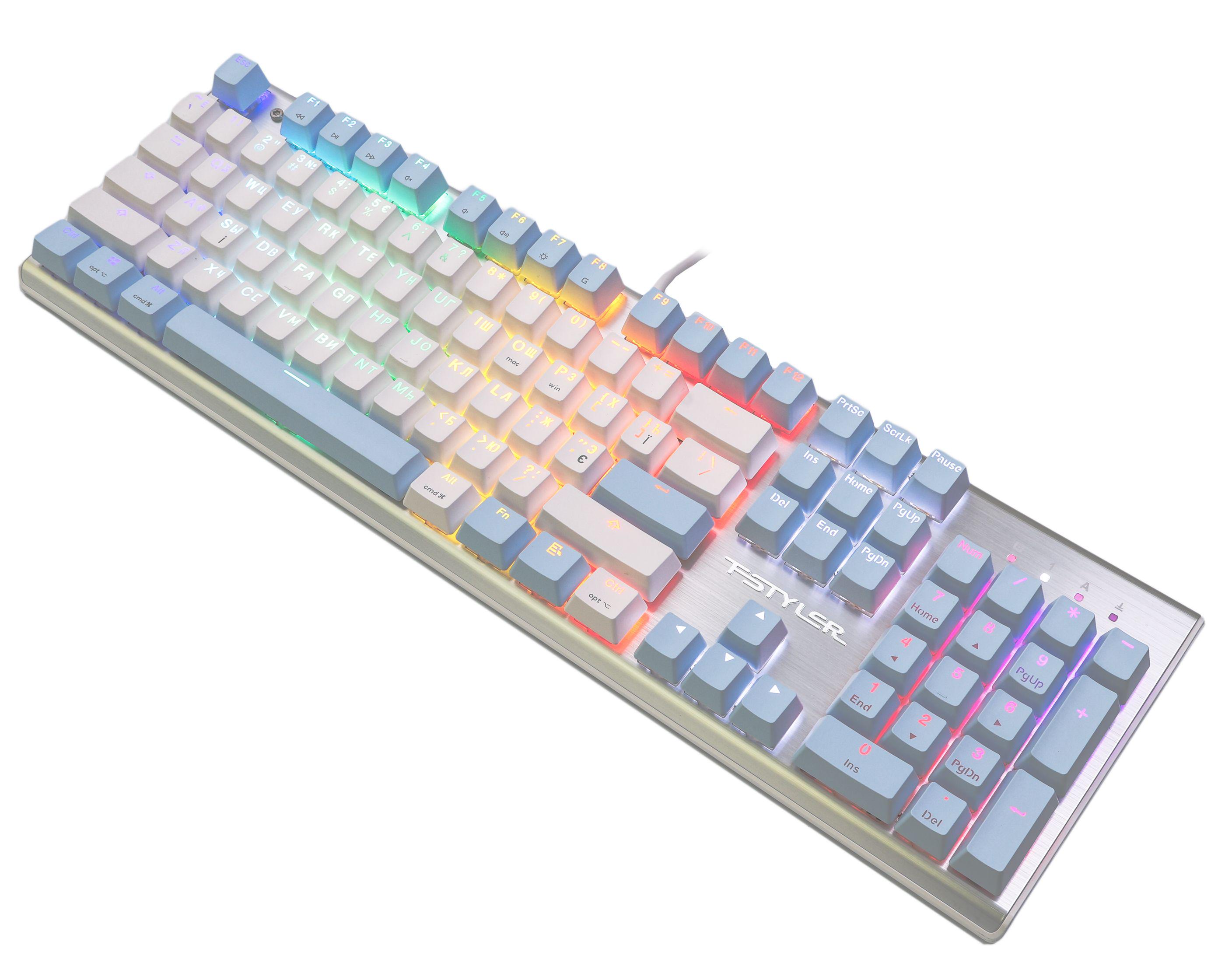 Клавиатура A4Tech Fstyler FS100 Icy Blue USB-A RGB Silver (26449317) - фото 3