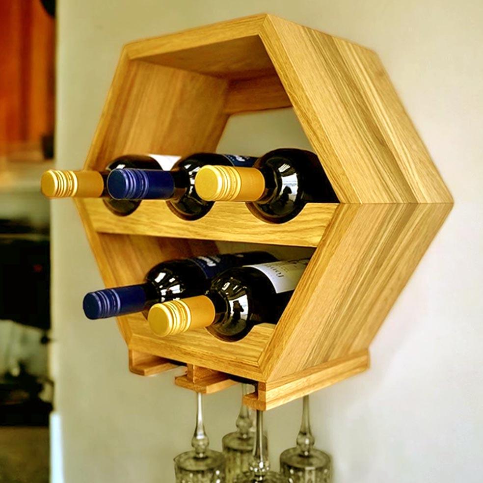 Полка для вина настенная из дерева Накама Карри (ПНК-006903)