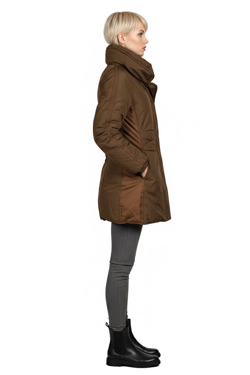 Пуховик женский приталенный Number Nine NN-302 р. 42 Светло-коричневый (NN-302-42) - фото 6 Пуховик женский приталенный Number Nine NN-302 р. 42 Светло-коричневый (NN-302-42) - фото 6