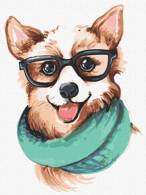 Картина по номерам Идейка Стильный корги 30x40 см (KHO4288)