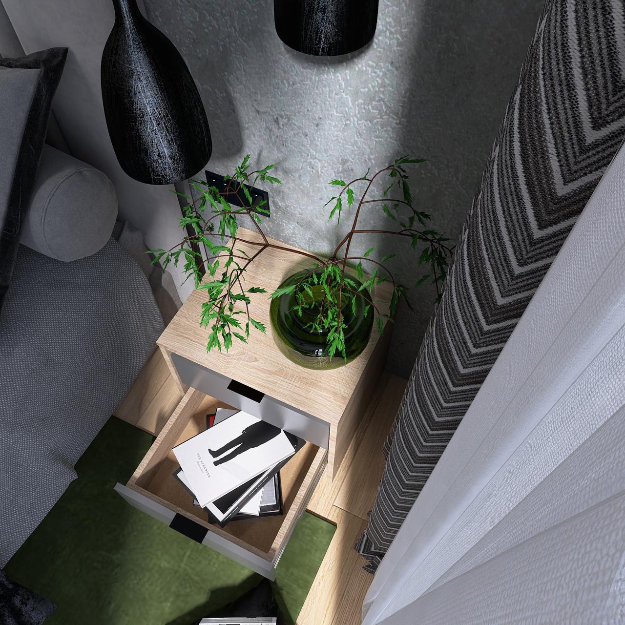 Тумба прикроватная Сити-450 Эверест 452х380х442 мм Дуб сонома/Графитовый (EVR-20727.02) - фото 5 Тумба прикроватная Сити-450 Эверест 452х380х442 мм Дуб сонома/Графитовый (EVR-20727.02) - фото 5