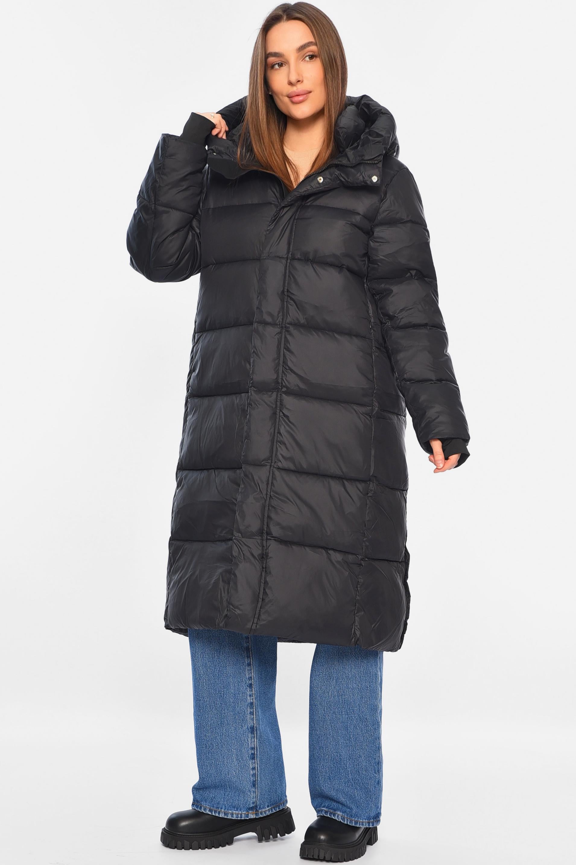 Куртка женская удлиненная еврозима L Черный (195802) Куртка женская удлиненная еврозима L Черный (195802)