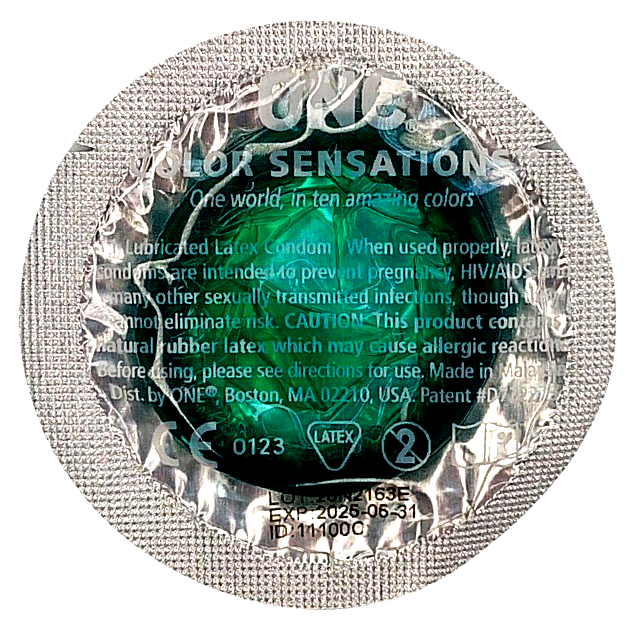 Набор латексных презервативов ONE Color Sensation с силиконовой смазкой 5 шт. Зеленый (202163-3)