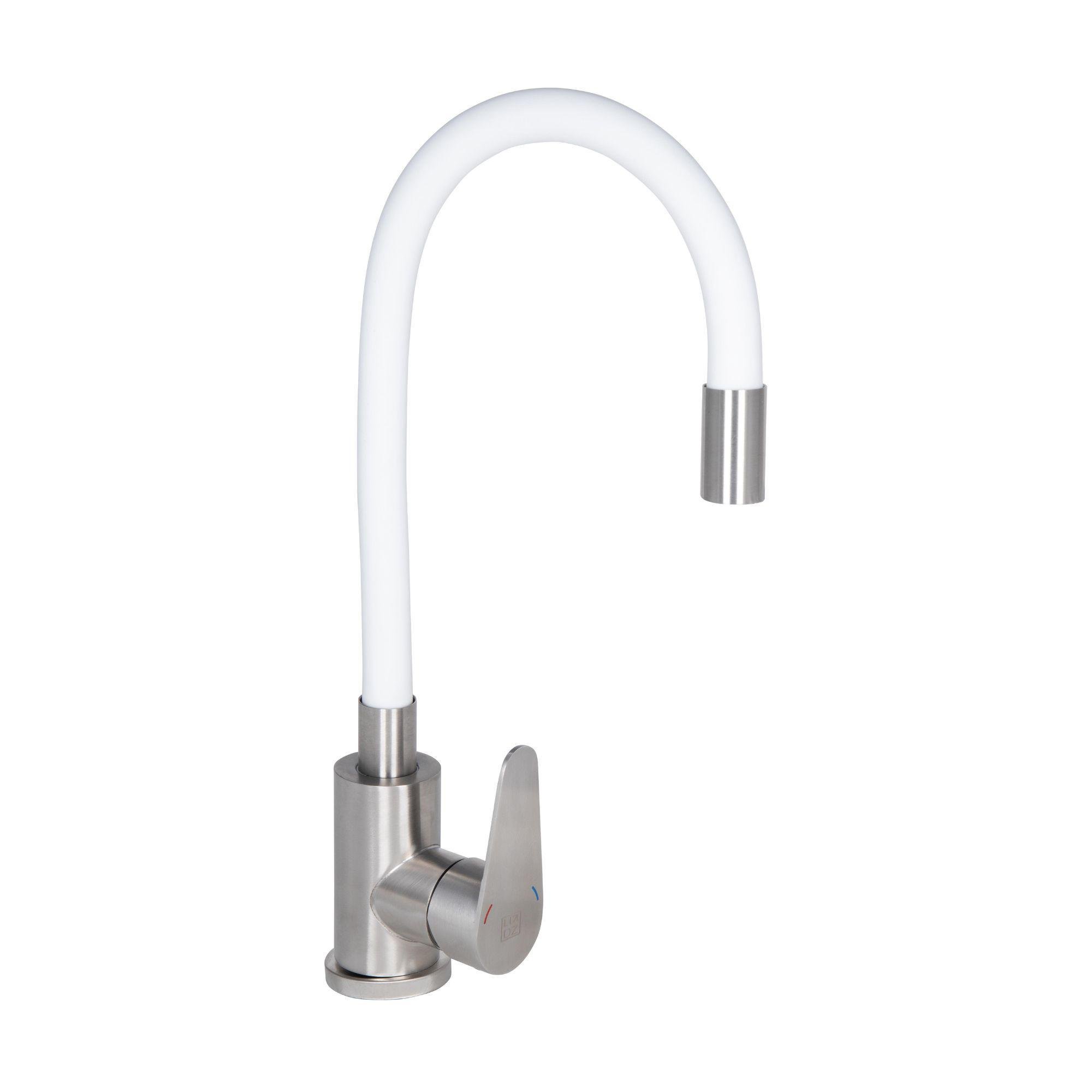 Змішувач для кухні Lidz Vida 015F3 з гнучким виливом k35 White (LDVID015F3WHI43357)