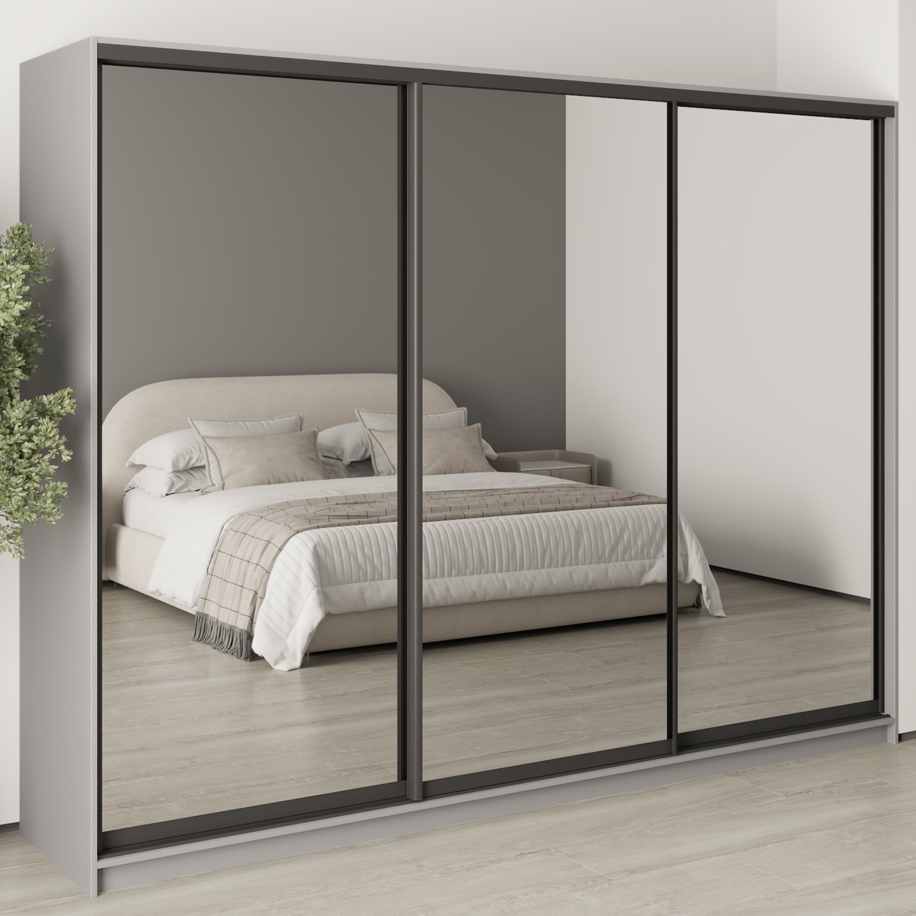 Шафа-купе тридверна Mebel Star Комбо BG MBS-9387 270х60х210 см Сіра мишка (1009376)