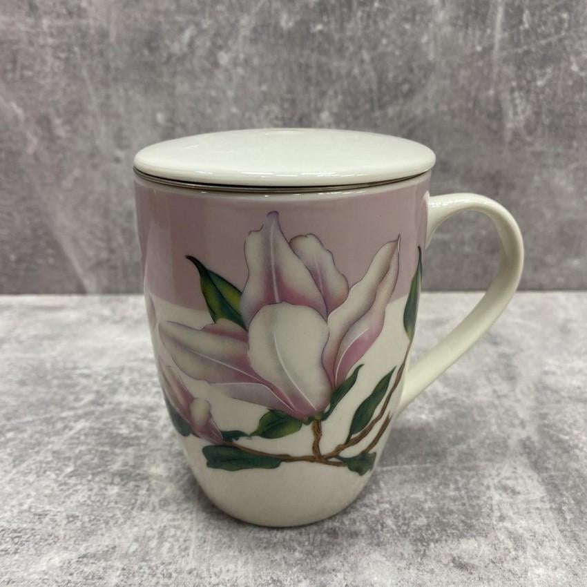 Чашка Interos 88627 Лилия для заваривания чая с крышкой и металлическим ситечком 330 мл