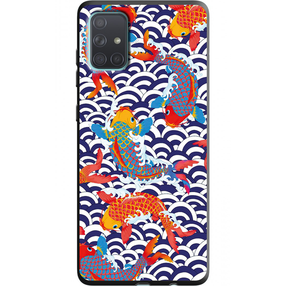 Чехол BoxFace Samsung A715 Galaxy A71 Koi Fish Черный силикон (38850-up2477-38948)