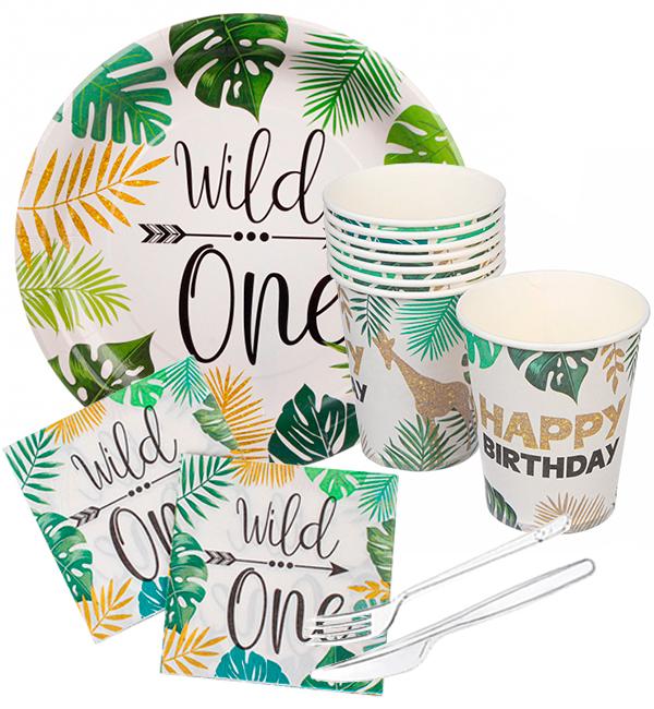 Набор бумажной посуды Wild one 8 тарелок/8 вилок/8 ножей/8 стаканчиков/16 салфеток (414847) Набор бумажной посуды Wild one 8 тарелок/8 вилок/8 ножей/8 стаканчиков/16 салфеток (414847)