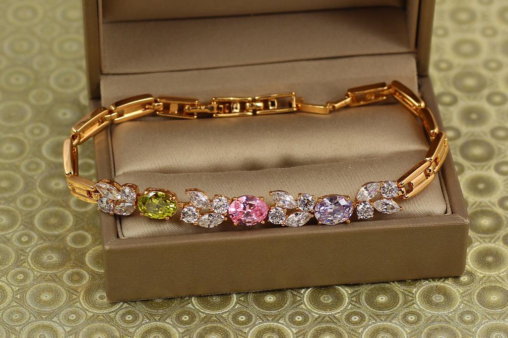 Браслет Xuping Jewelry Звездопад с разноцветными 17,5 см Золотистый (31041198)