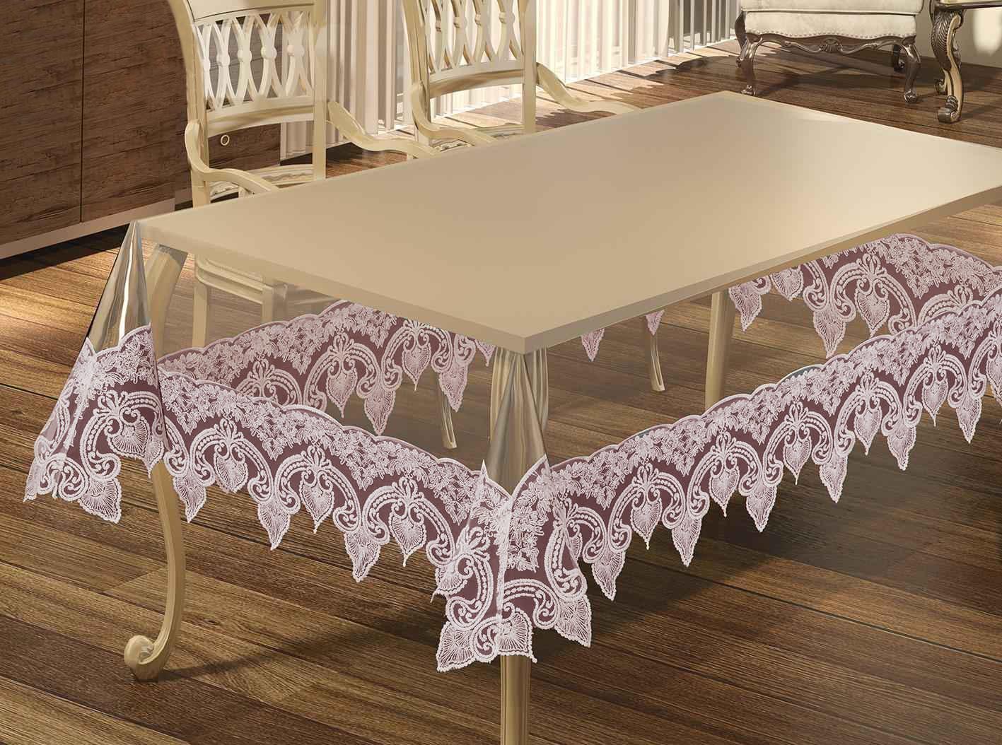 Силиконовая скатерть с кружевом Maison Royale 160x300 Lukka Powder (CN9380)