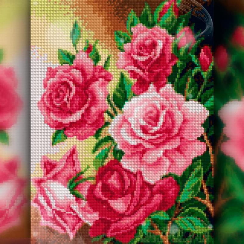 Алмазная вышивка The Wortex Diamonds Куст роз 30x40 см TWD10018